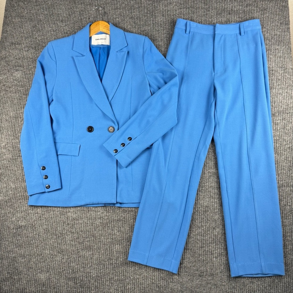 Ena Pelly Fergie 2 Piece Suit Womens Size 4 Pants & Double Breasted Blazer Chic